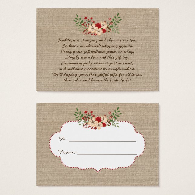 Burlap red Kein Wrapper-Display Brautparty Geschen (Vorne & Hinten)