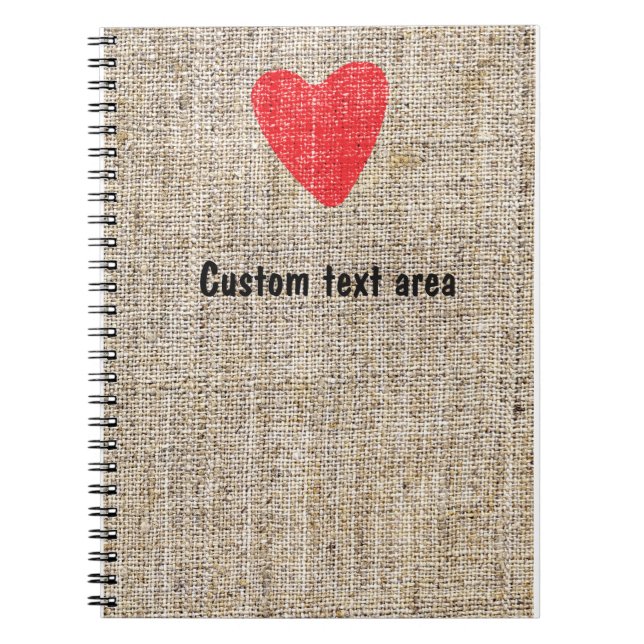 Burlap Red Stamp Heart Valentine Carnet Journal (Devant)