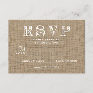 Burlap RSVP Russe Typographie Mariage Réponse