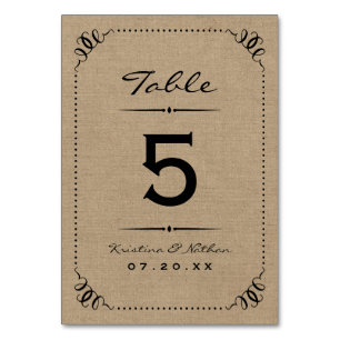 Burlap Rustic Chic Tischnummern