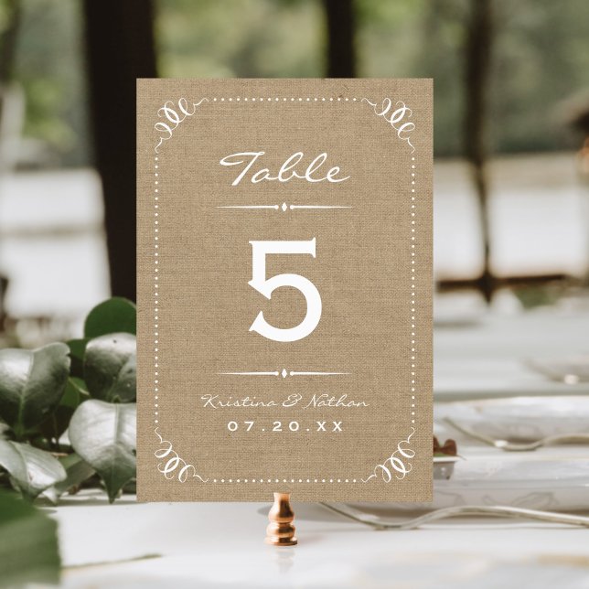 Burlap Rustic Chic Tischnummern (Von Creator hochgeladen)