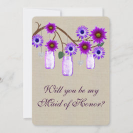 Burlap Rustic Lila Mason Jars Trauzeugin Card Einladung