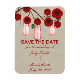 Burlap Rustic Red Mason Jars retten das Date Magne Magnet