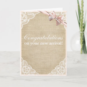 Burlap Rustic Rose Bow Carte de voeux personnalisé