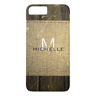 Burlap Rustic Vintag Wood Look Monogram title_seo2