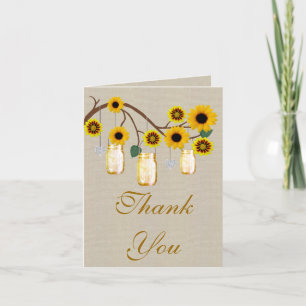 Burlap Rustic Yellow Mason Jars Danke Karte