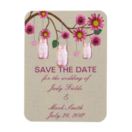 Burlap Rustikal rosa Mason Jars retten das Date Ma Magnet