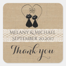 Burlap rustikale lustige Katzen in der Liebe Hochz