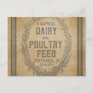 Burlap-Sack für Hühnerfutter von Farmers Dairy Postkarte