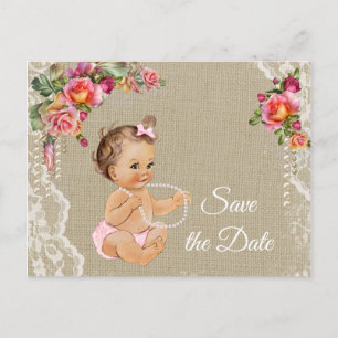 Burlap-Schleife-Baby-Shower-Save-the-Date Ankündigungspostkarte