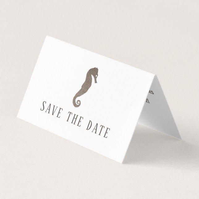 Burlap-Seepferd, Foto Save the Date-Karte Visitenkarten (Vorderseite)