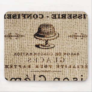 Burlap-Skripte Shabby Chic Französisch Country-Kuc Mousepad