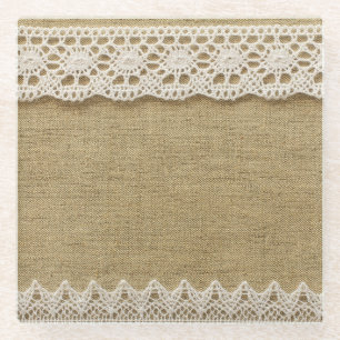Burlap, Spitzen-Textur. Glasuntersetzer