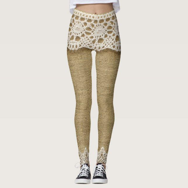Burlap, Spitzen-Textur. Leggings (Vorderseite)