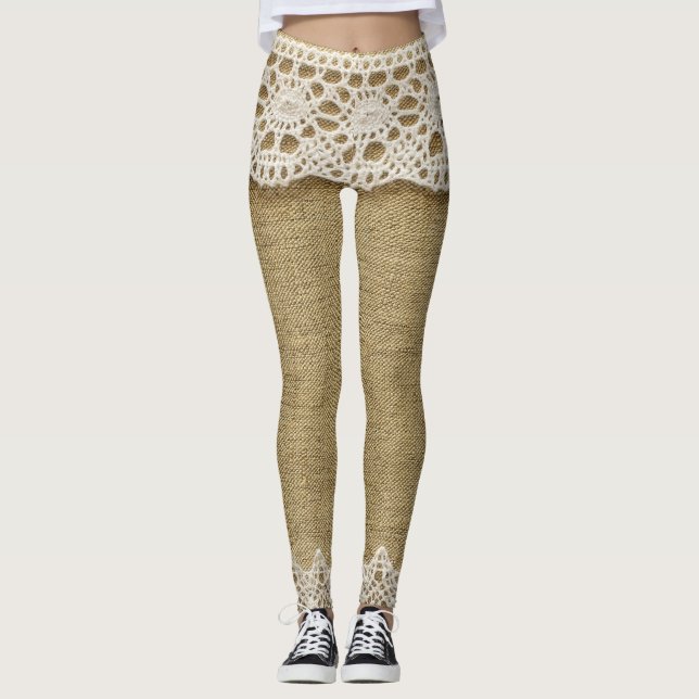 Burlap, Spitzen-Textur. Leggings (Vorderseite)