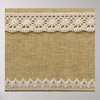 Burlap, Spitzen-Textur. Poster