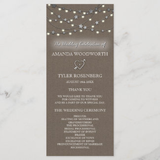 Burlap Star String Lights Rustic Wedding Programme