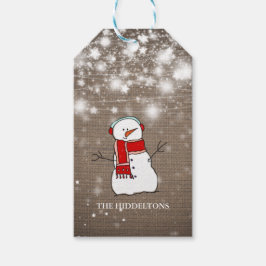 Burlap Stars Weihnachten Niedlicher Snowman Script Geschenkanhänger