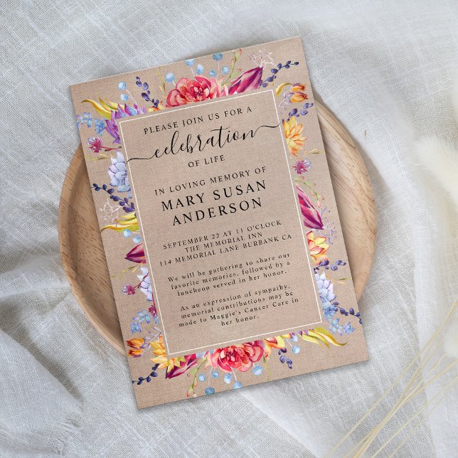 Burlap Succulents feiern Lebensdenkmal Einladung (Von Creator hochgeladen)