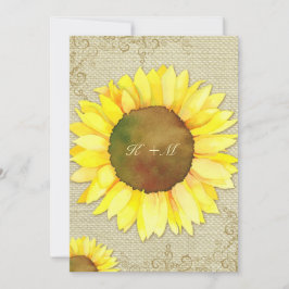 Burlap Sunflower Rustic Country Wedding Einladung