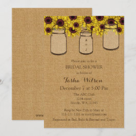 Burlap Sunflowers Mason Jars Brautparty Einladung