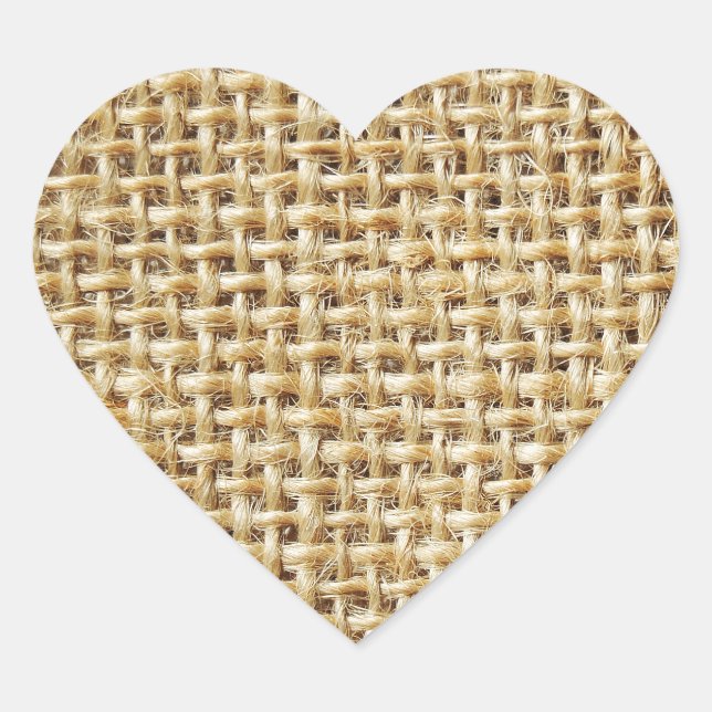 Burlap-Textur Herz-Aufkleber (Vorderseite)