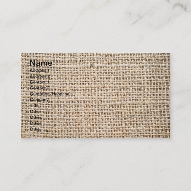 Burlap-Textur Visitenkarte (Vorderseite)