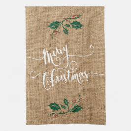 Burlap Texture Frohe Weihnachten Geschirrtuch
