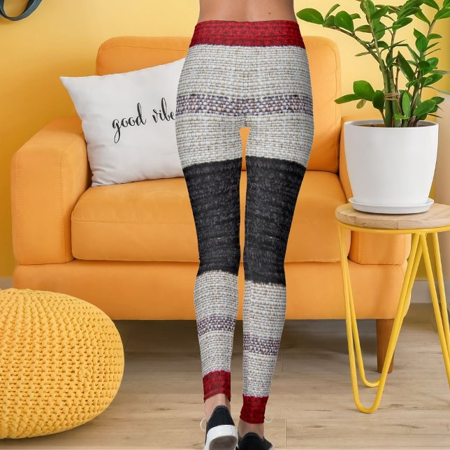 Burlap Texture Sack Sacking Country Stripe Pattern Leggings (Von Creator hochgeladen)