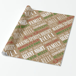 Burlap Typografie Rustikales Weihnachtswrapping Pa Geschenkpapier