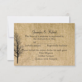 Burlap- und Birch Posh-Hochzeitskarte RSVP Karte