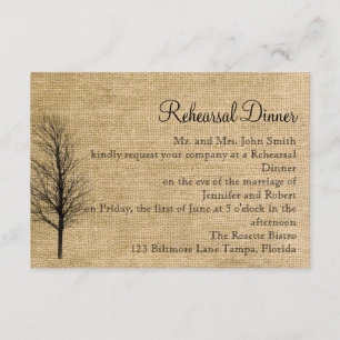 Burlap- und Birch Posh Wedding-Probe Einladung