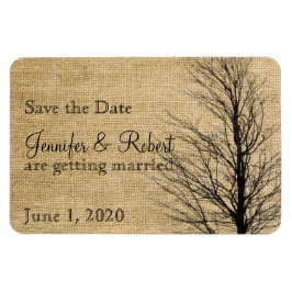 Burlap und Birch Posh Wedding speichern das Datum Magnet