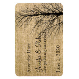 Burlap und Birch Posh Wedding speichern das Datum Magnet