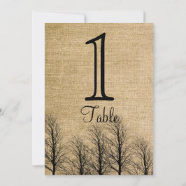 Burlap- und Birch Posh Wedding-Tischnummer Einladung