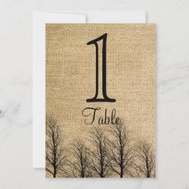 Burlap- und Birch Posh Wedding-Tischnummer Einladung