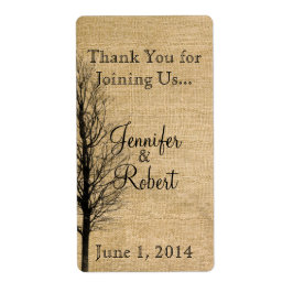 Burlap- und Birch Posh Wedding Wine Label