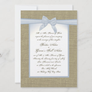 Burlap- und Blue Bow Country Wedding Einladung