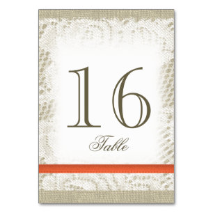 Burlap- und Lace Ocean Romance Coral Tischnummer