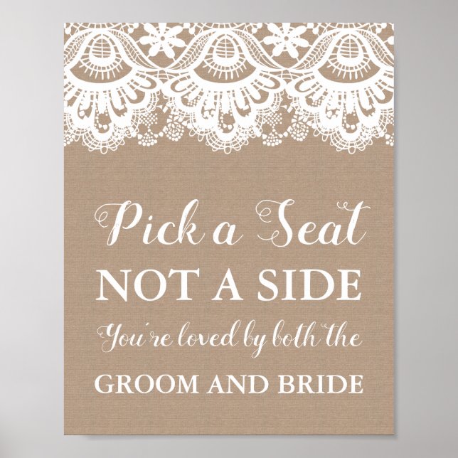 Burlap und Lace Pick einen Platz nicht ein Seitens Poster (Vorne)