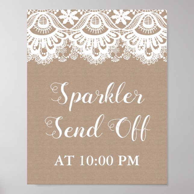 Burlap und Lace Sparkler senden Signing Poster ab (Vorne)