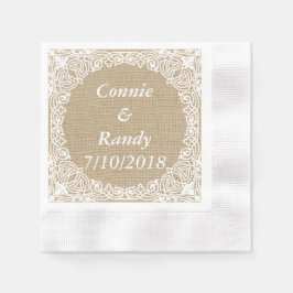 Burlap und Lace Wedding Paper Napkins Serviette