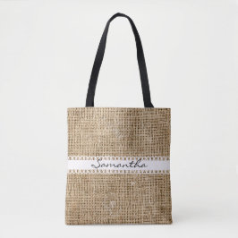 Burlap- und Lacey Ribbon Design Tote Bag Tasche
