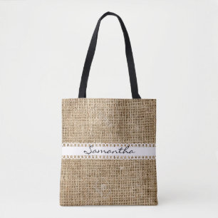 Burlap- und Lacey Ribbon Design Tote Bag Tasche