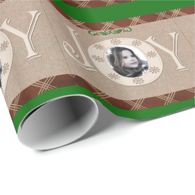 Burlap und Red Kariert Joy Weihnachtswrapping Pape Geschenkpapier (Rolleneckpunkt)