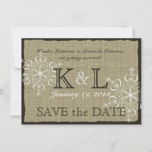 Burlap- und Schneeflocken Save the Date