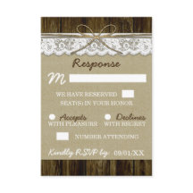 Burlap- und Spitzen mit Twine Wedding RSVP Cards