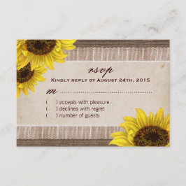 Burlap- und Spitzen-RSVP-Karten für Sonnenblumen RSVP Karte