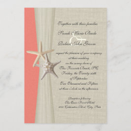Burlap und Starfish Muschel Coral Beach Hochzeit Einladung