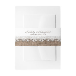 Burlap und White Lace Rustikale Hochzeit Einladungsbanderole